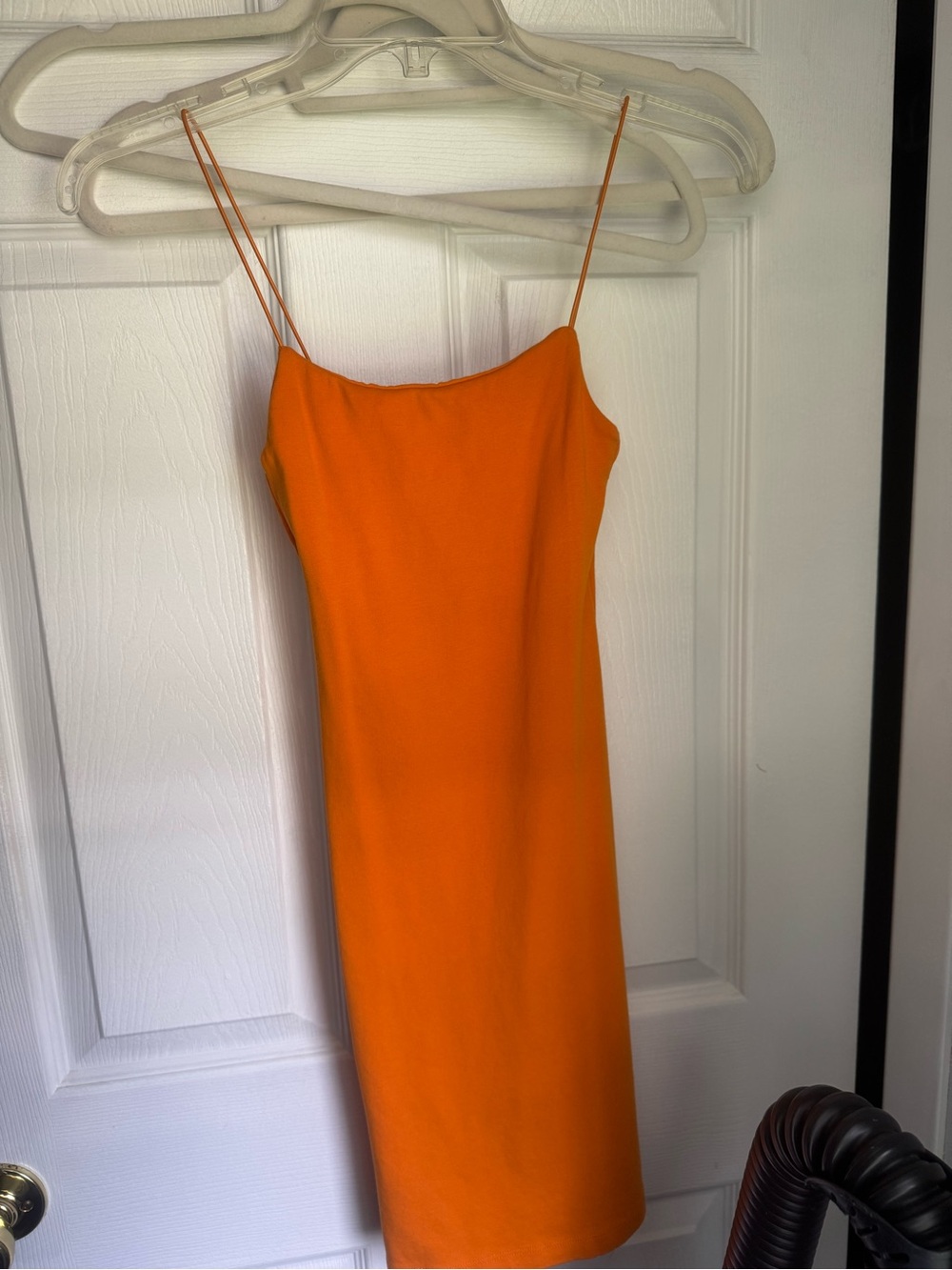 Zara Orange Midi Dress with Spaghetti Straps